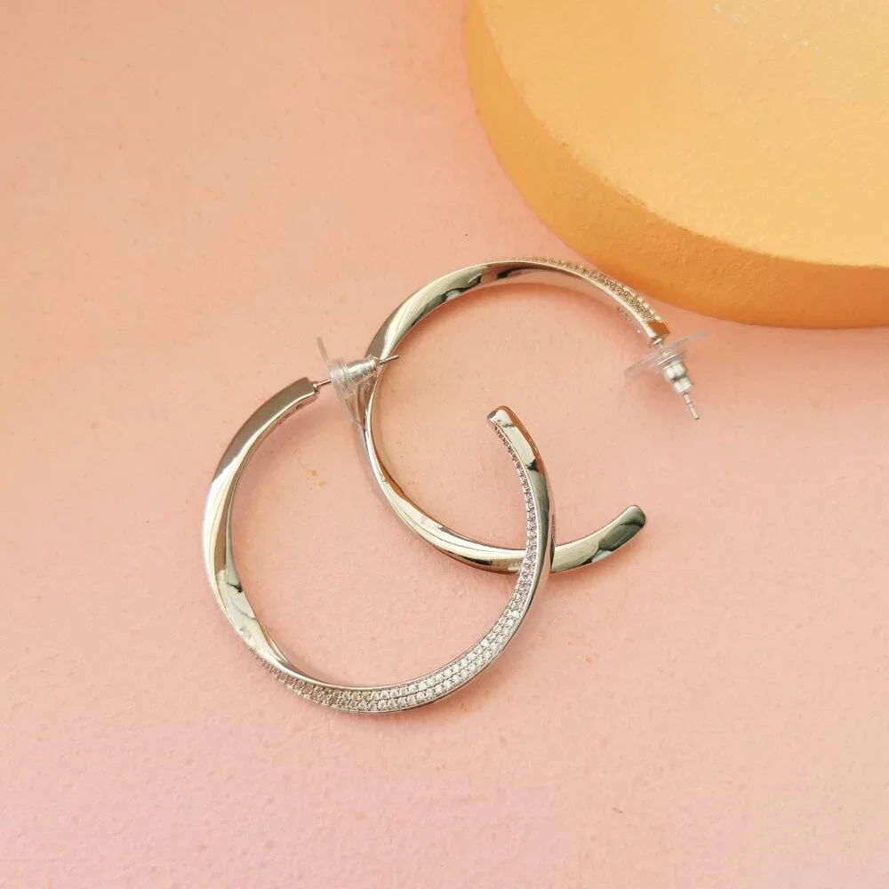 Kendra Scott - Ella White Crystal Silver Hoop Earrings